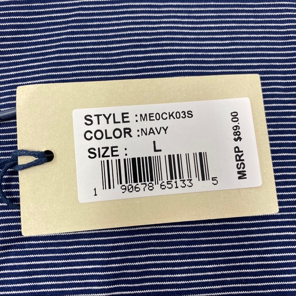 Peter Millar Crown Navy Blue Striped Polo Shirt - Picture 4 of 6